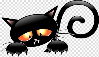 Orange-eyes black cat illustration, Cat Halloween Jack-o-lantern Witchcraft, Witch Cat transparent background PNG clipart