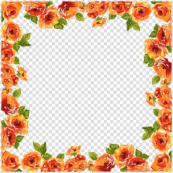 Orange flower border, Deco Frame Flowers transparent background PNG clipart
