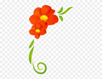 Orange Flower Decor Png Clipart - Flowers Border Clipart Png
