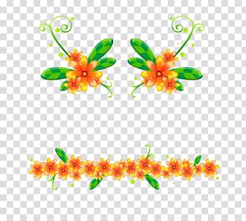 Orange Flower, Orange flower dividing line transparent background PNG clipart