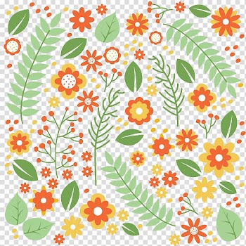 Orange flowers , Flower Leaf Pattern, material cartoon flowers seamless background transparent background PNG clipart