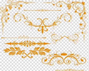 Orange flowers , Wedding invitation, Line border transparent background PNG clipart