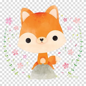 Orange fox illustration, Japanese Red fox Rabbit Illustration, Hand-painted watercolor cute fox. transparent background PNG clipart