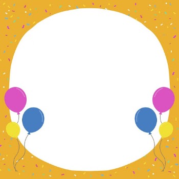 Orange frame background, confetti, balloons, | Free PSD - rawpixel