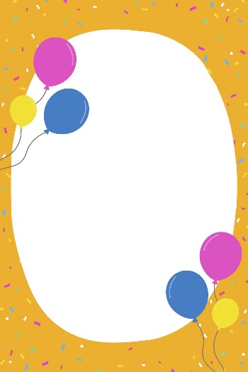 Orange frame background, confetti, balloons, | Free Vector - rawpixel