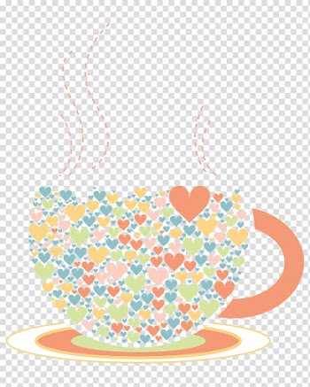 Orange, green, and pink heart teacup art, Cup Hearts Drawing transparent background PNG clipart