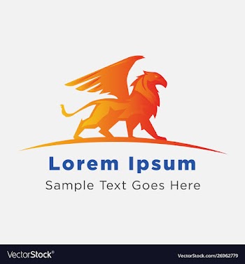 Orange griffin animal logo vector image