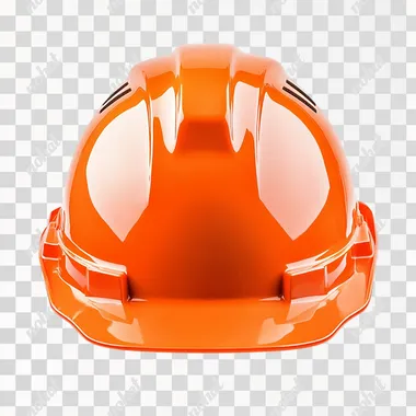 Orange Hard Hat on White Background - Real Image