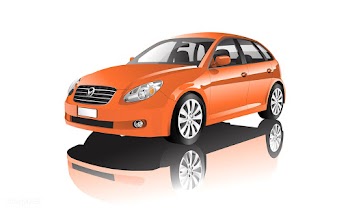 Orange hatchback car isolated on white vector | Free stock vector - 540205