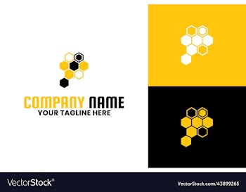 orange hexagon logo template