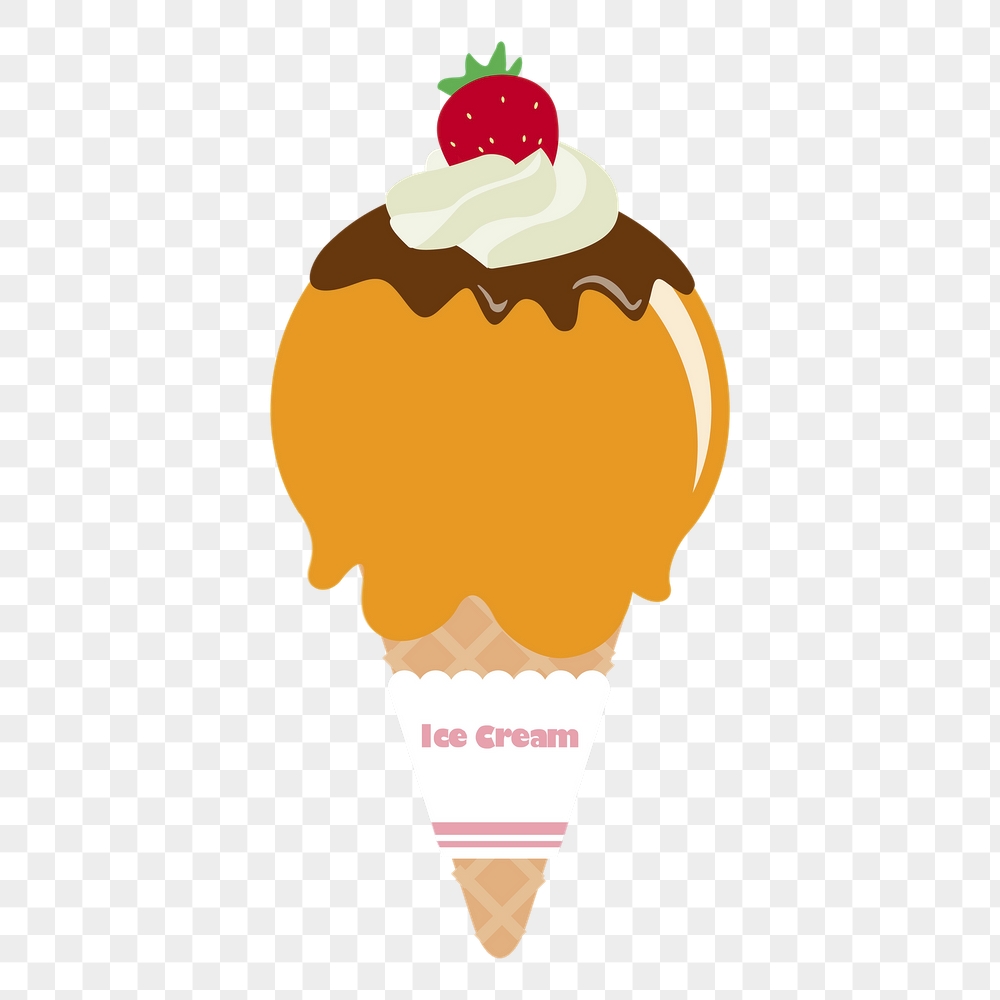 Orange ice-cream png cone sticker, | Free PNG - rawpixel