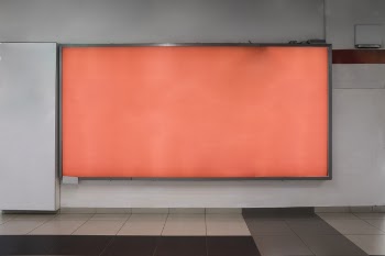 Orange indoor billboard mockup Free Photo