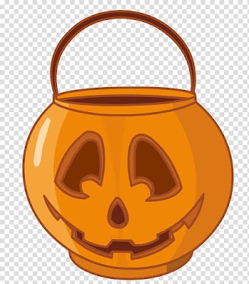 Orange Jack-O-Lantern basket illustration, Jack-o'-lantern Kettle Question mark , Halloween Pumpkin Basket transparent background PNG clipart