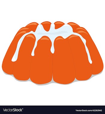 orange jelly pudding with creamy topping