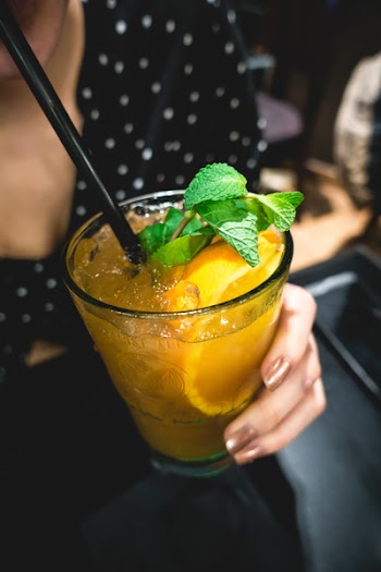 Orange juice drink with mint 