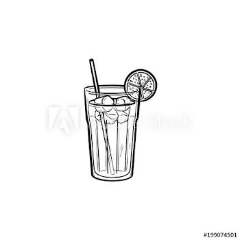 Orange juice with straw hand drawn outline doodle icon