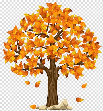 Orange leaf tree illustration, Autumn Tree , Fall Orange transparent background PNG clipart