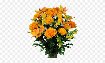 Orange Lily And Yellow Rose Mix A Vibrant Mix Of Orange - Yellow Roses And Orange Carnations