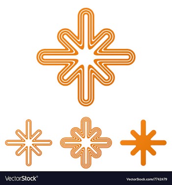 Orange line cross logo design set vector image