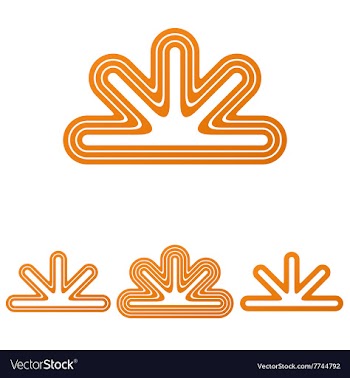 Orange line geometric logo design set vector image