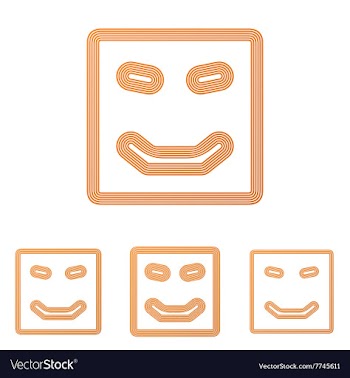 Orange line happy logo design set vector image