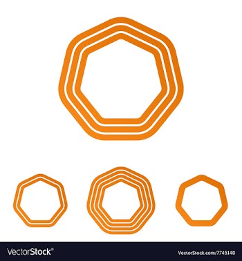 Orange line heptagon logo design set vector image