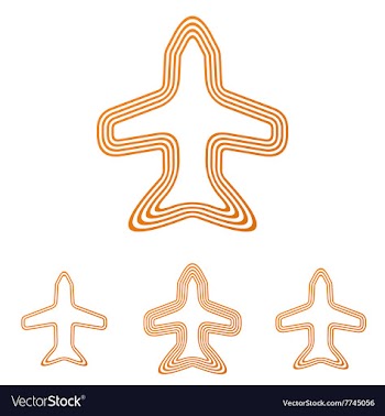 Orange line jet logo design set vector image