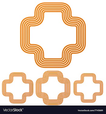 Orange line plus logo design set vector image