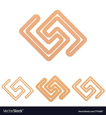 Orange line research logo design set vector image