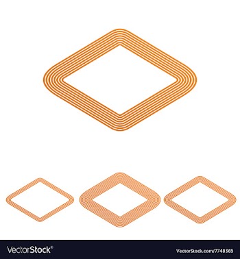 Orange line rhombus logo design set vector image