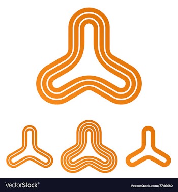 Orange line triangle logo design set vector image