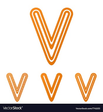 Orange line v logo design set vector image