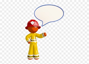 Orange Man Firefighter With Word Bubble - Firefighter