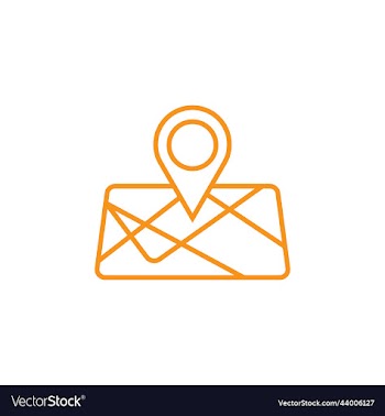 orange map destination line art icon