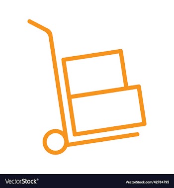 orange moving hand truck line art icon