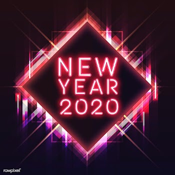 Orange new year 2020 neon sign vector | Free stock vector - 535255