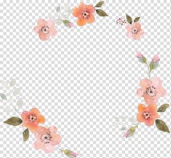 Orange petaled flower painting, Wedding invitation Wreath Flower Watercolor painting , Avatar lace wreath transparent background PNG clipart