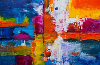 Orange, Pink, And Blue Abstract Painting