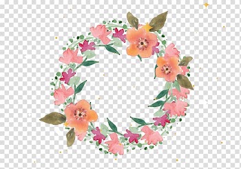 Orange, pink, and green floral wreath illustration, Wreath Flower, Pink flower flower wreath transparent background PNG clipart