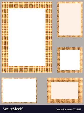 Orange pixel mosaic page layout border set vector image
