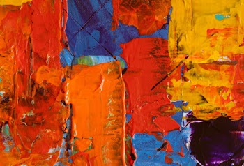 Orange, Red, and Blue Canvas Painting