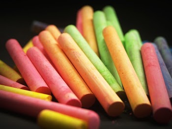 Orange Red and Green Piled Up Chalk