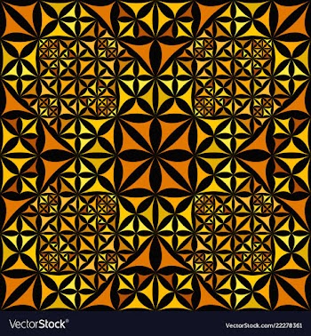 Orange repeating kaleidoscope pattern background vector image