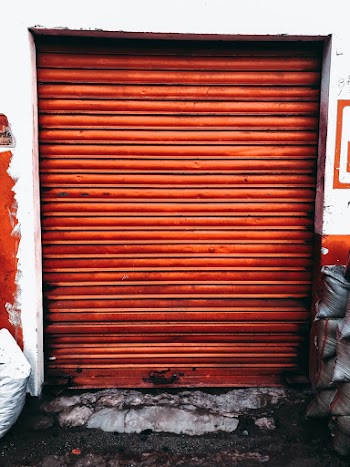 Orange Rollup Door Closed