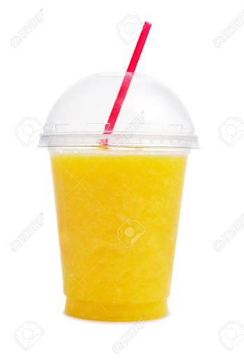 Orange Smoothie In Plastic Transparent Cup Isolated On White ...