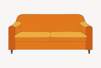 Orange sofa clipart, furniture illustration | Free PSD - rawpixel