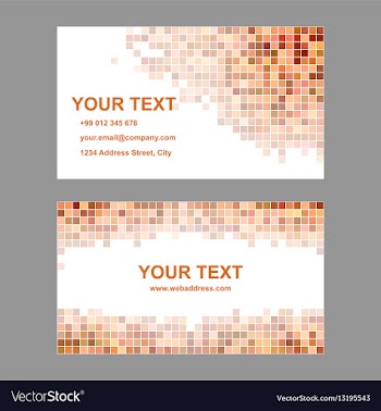 Orange square mosaic business card template vector image