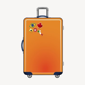Orange suitcase clipart, collage element | Free PSD - rawpixel