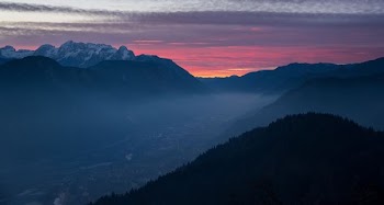 Orange Sunset and Mountain Range