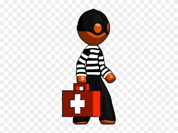 Orange Thief Man Walking With Medical Aid Briefcase - Orange Thief Man Walking With Medical Aid Briefcase